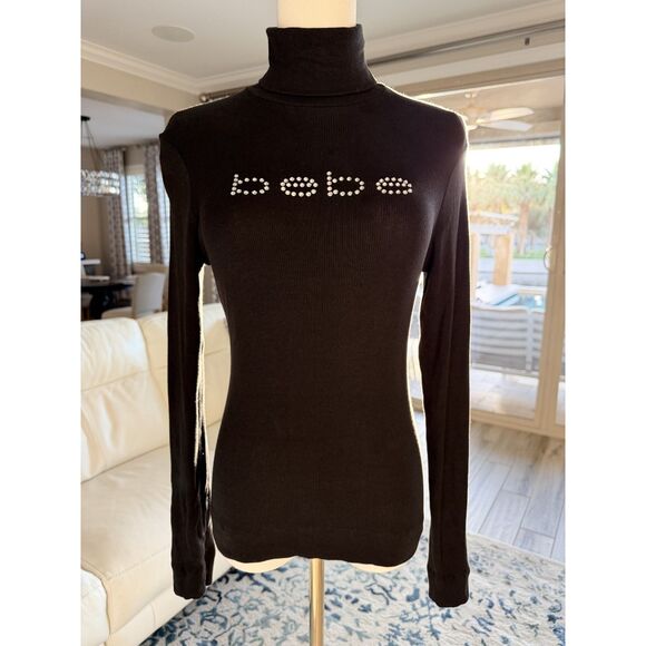 Rhinestone Logo Top Long Sleeve Womens L · bebe — photo 1 of 1